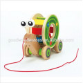 Nouveau produit kids funny toy OEM snail sort roll toy éducatif escargot en bois pull jouets pour enfant EZ5096